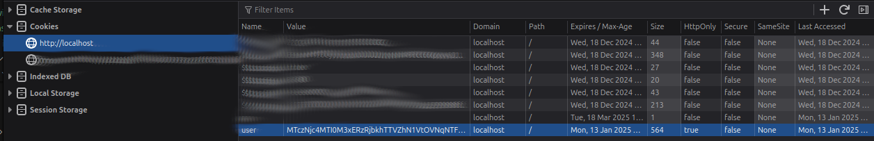 browser debugger with cookie